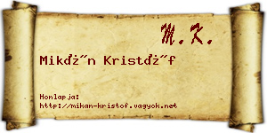 Mikán Kristóf névjegykártya